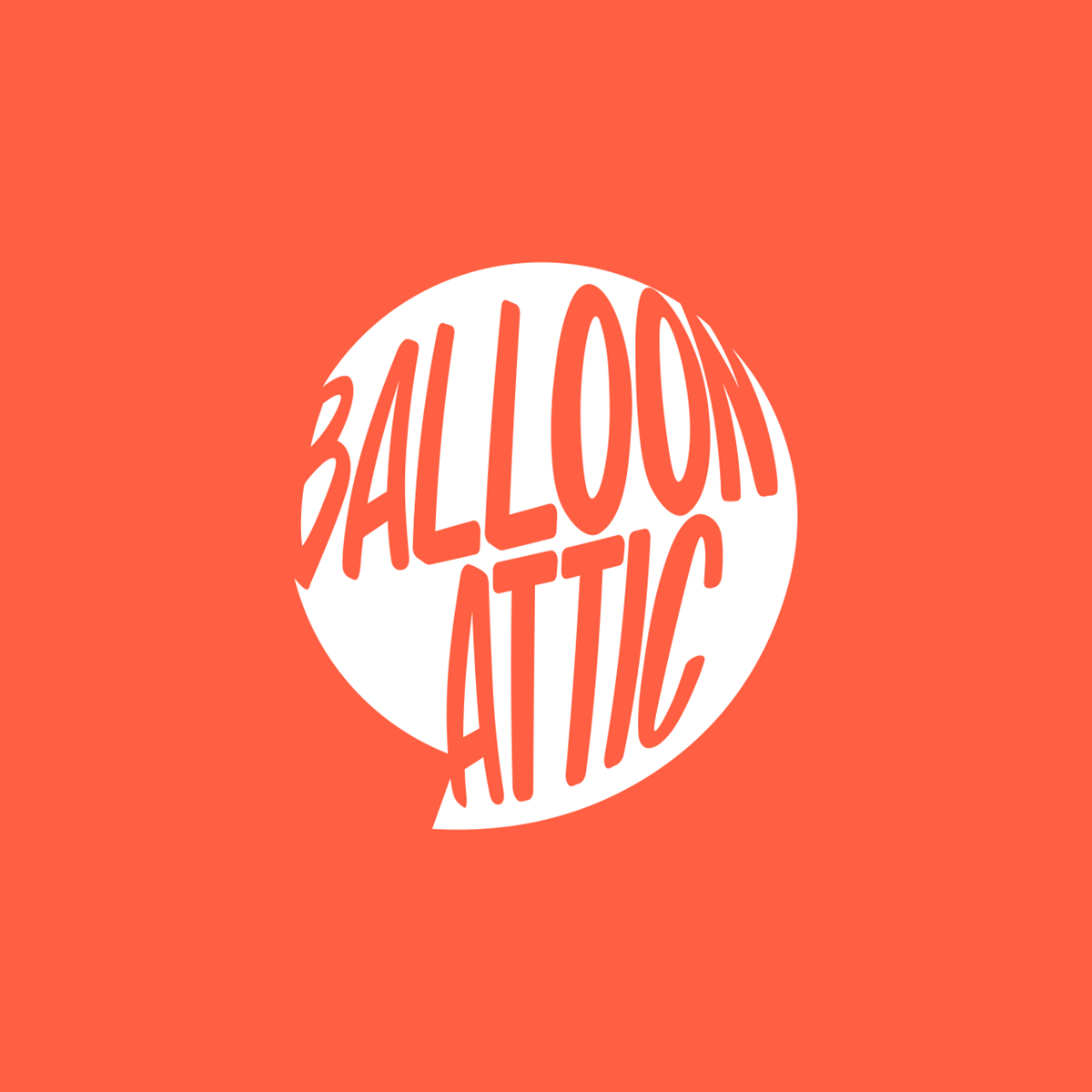 Balloon Attic final brand design on a solid orange background.