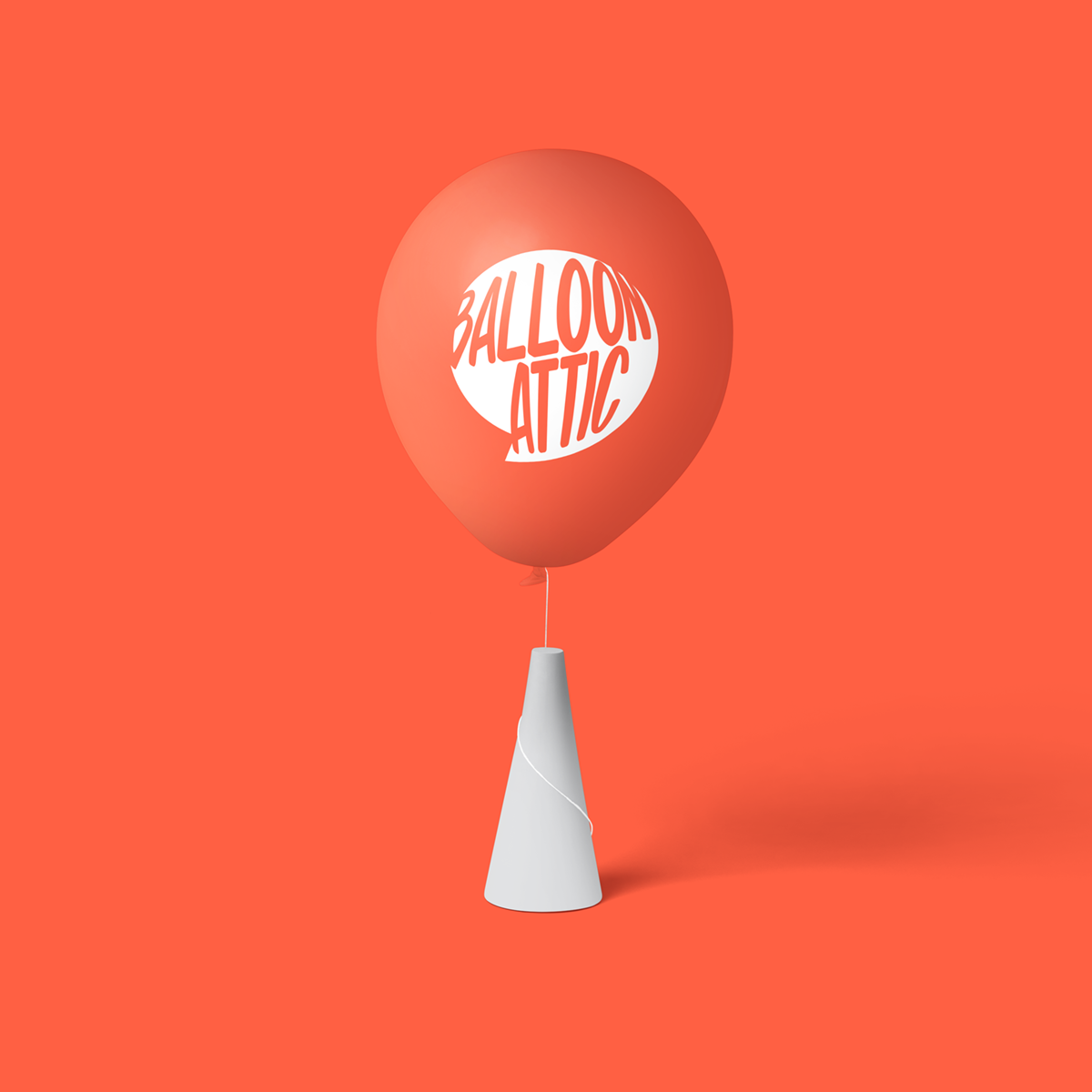 Balloon Attic final brand design on an orange balloon.