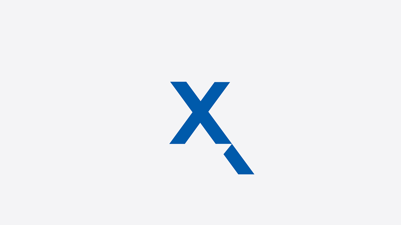 Brand mark X design in blue for Datamax.