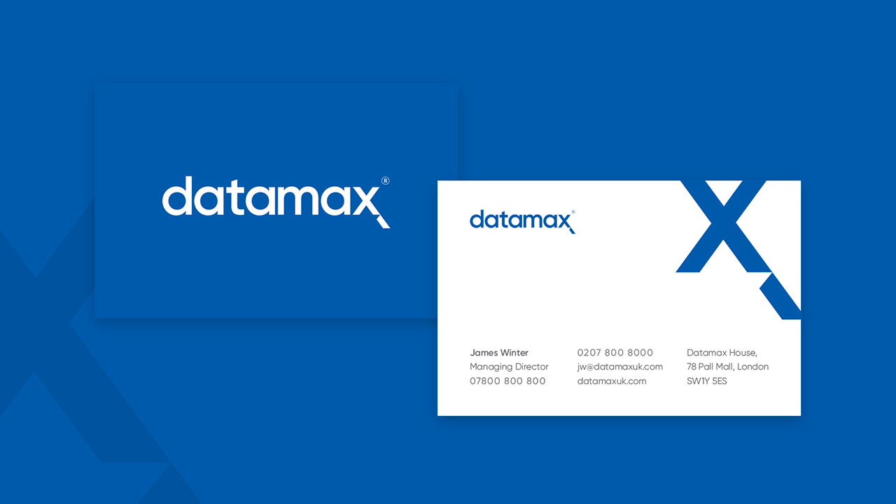 Final business card design for Hertfordshire office supplier Datamax.
