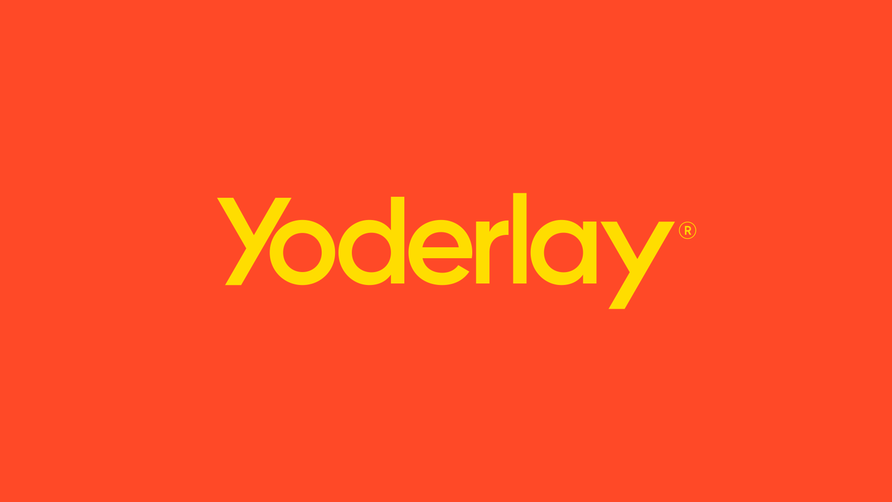 Yoderlay brand design typography in yellow.