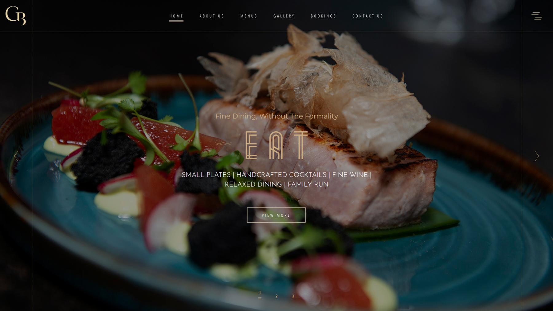 Homepage hero design for Chez Burton restaurant featuring a flaked salmon dish.