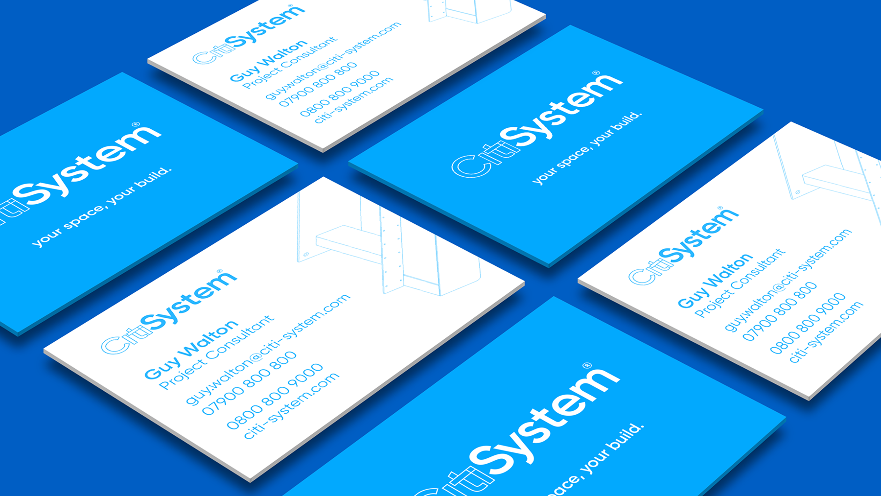 Business card design for Citi System arranged in tiles.