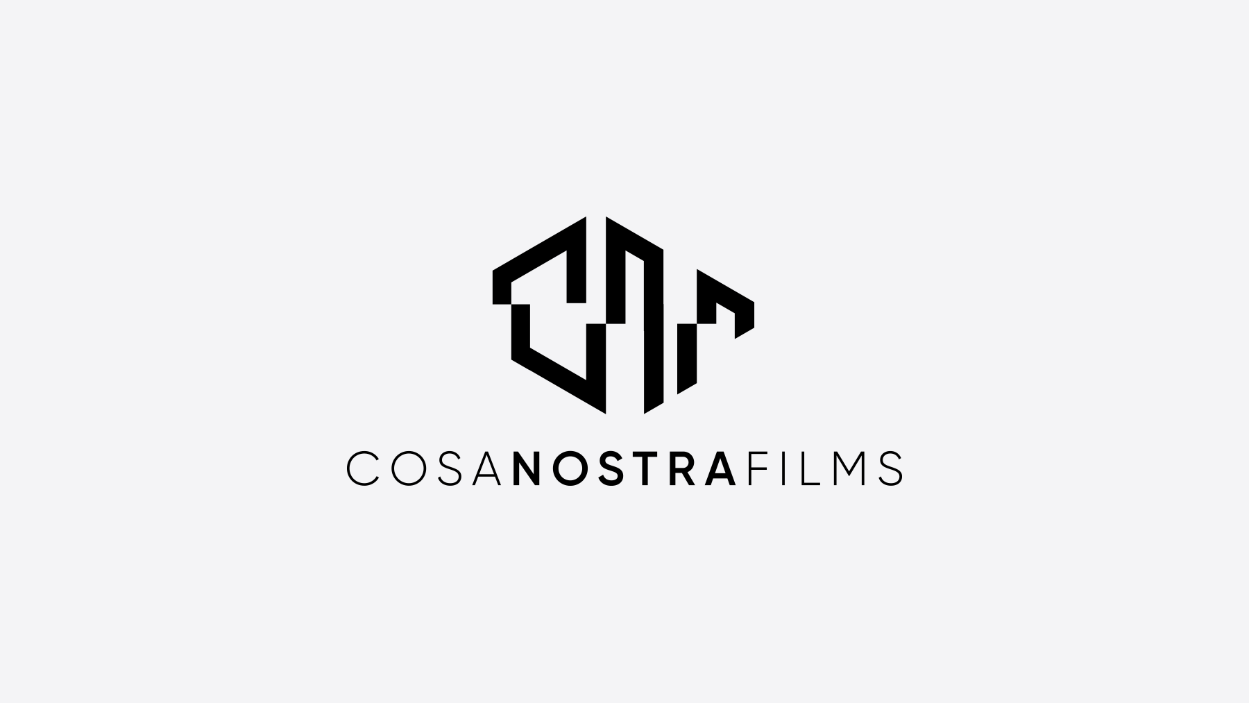 Cosa Nostra Films logo design on an off-white background.