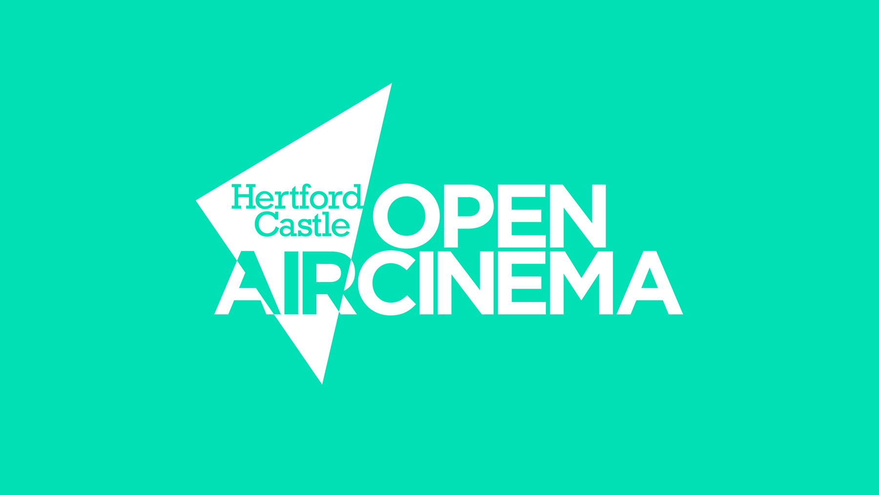 Hertford Castle's open-air cinema brand design over a solid teal background.