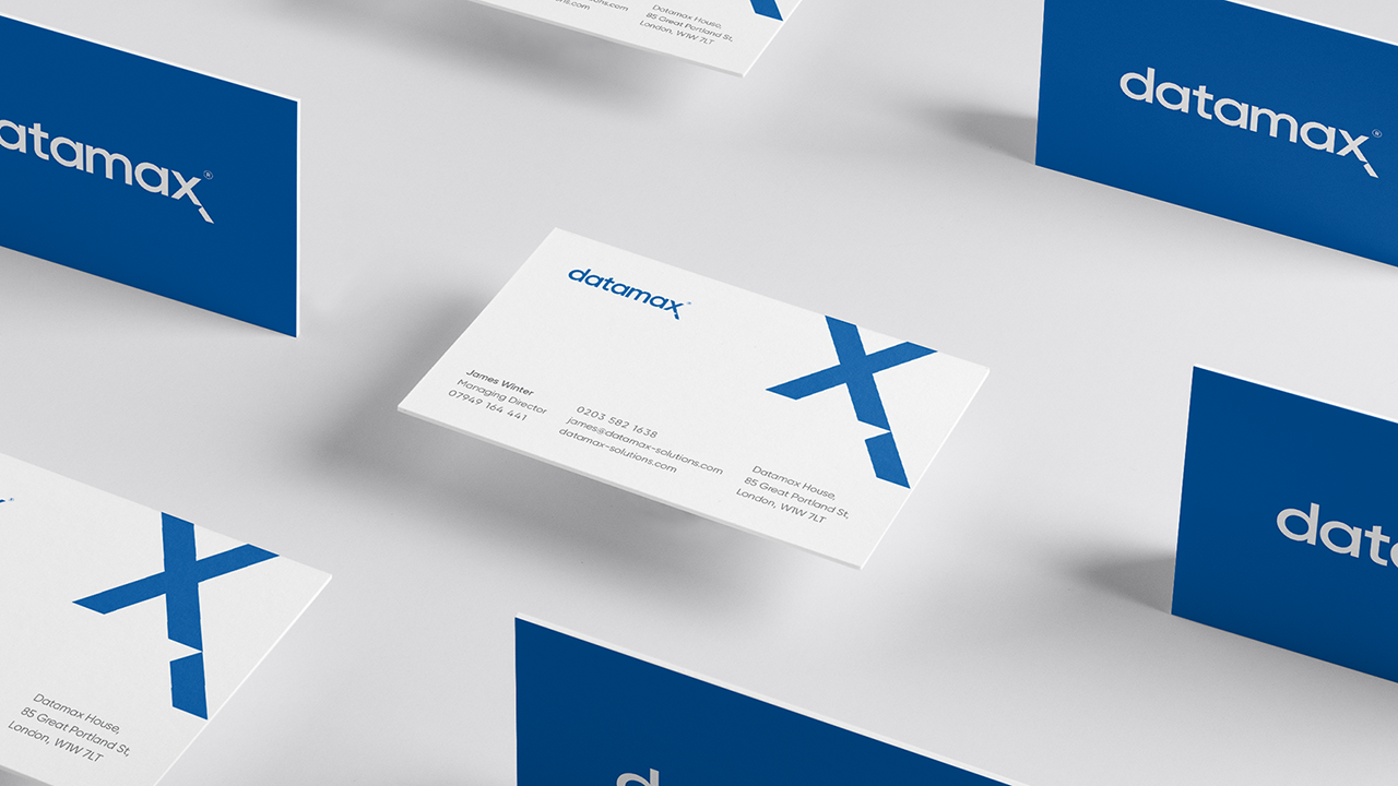 Tiled business card design for Datamax office solutions.