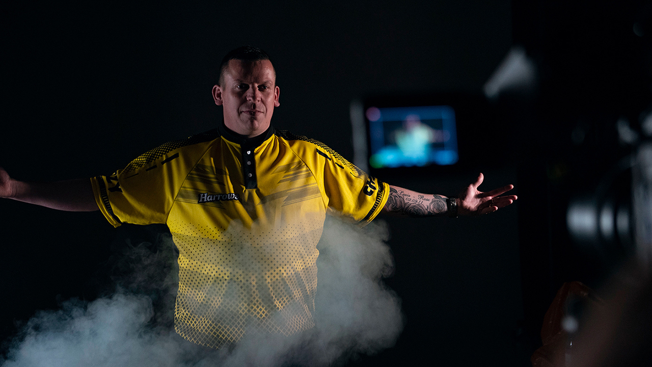 Professional darts player Dave Chisnall behind the scenes.