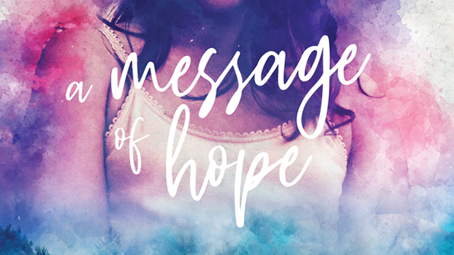 A Message Of Hope book cover typography over a watercolour background.