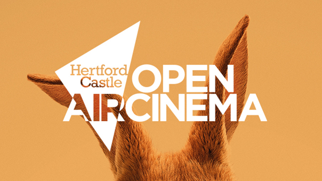 Hertford's open-air cinema brand design over Peter Rabbit's ears.
