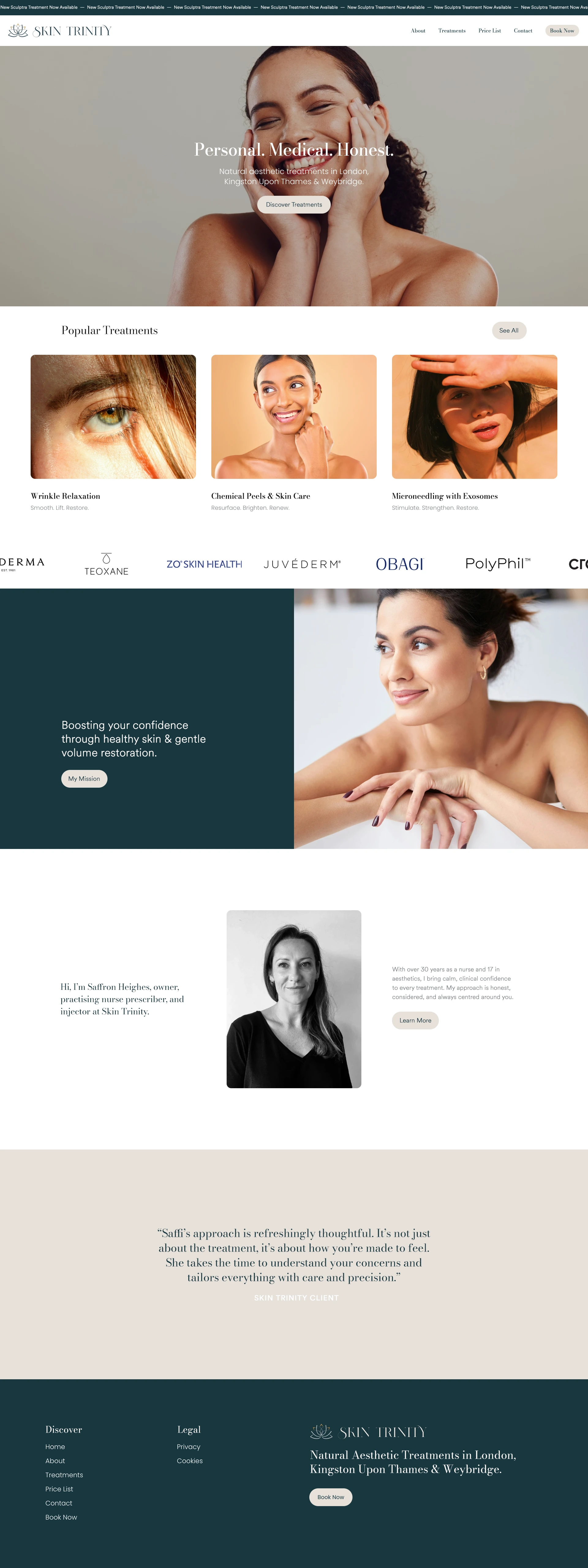 Skin Trinity's Home Page Website Design.