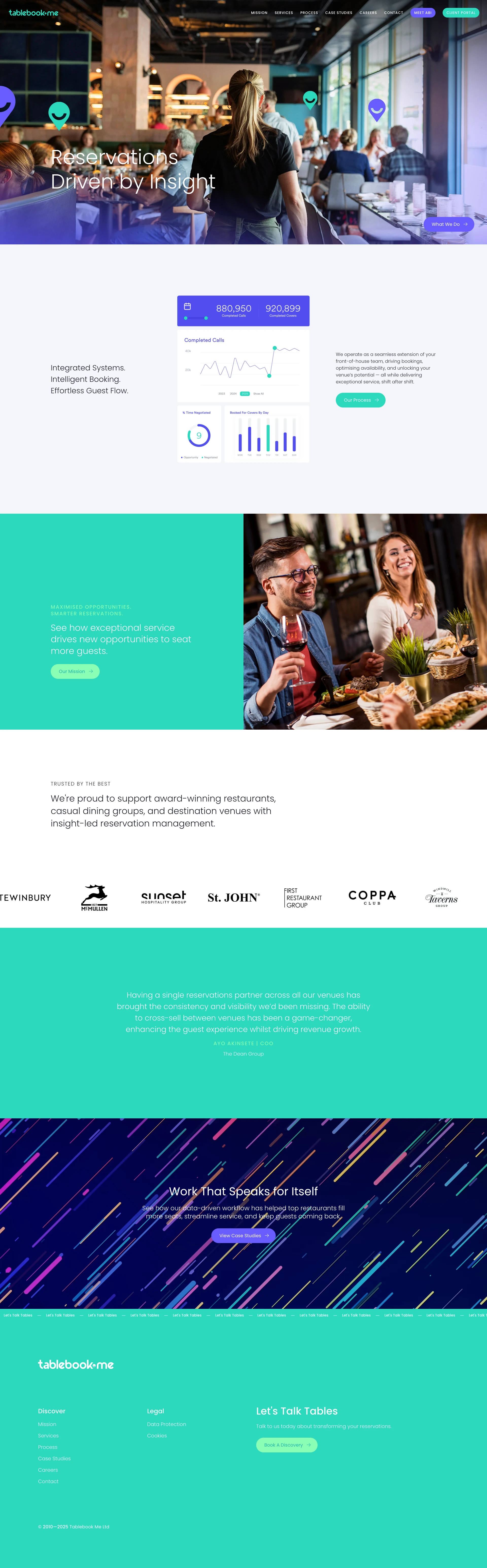 Home Page Web Design For TableBook Me in Hertfordshire.