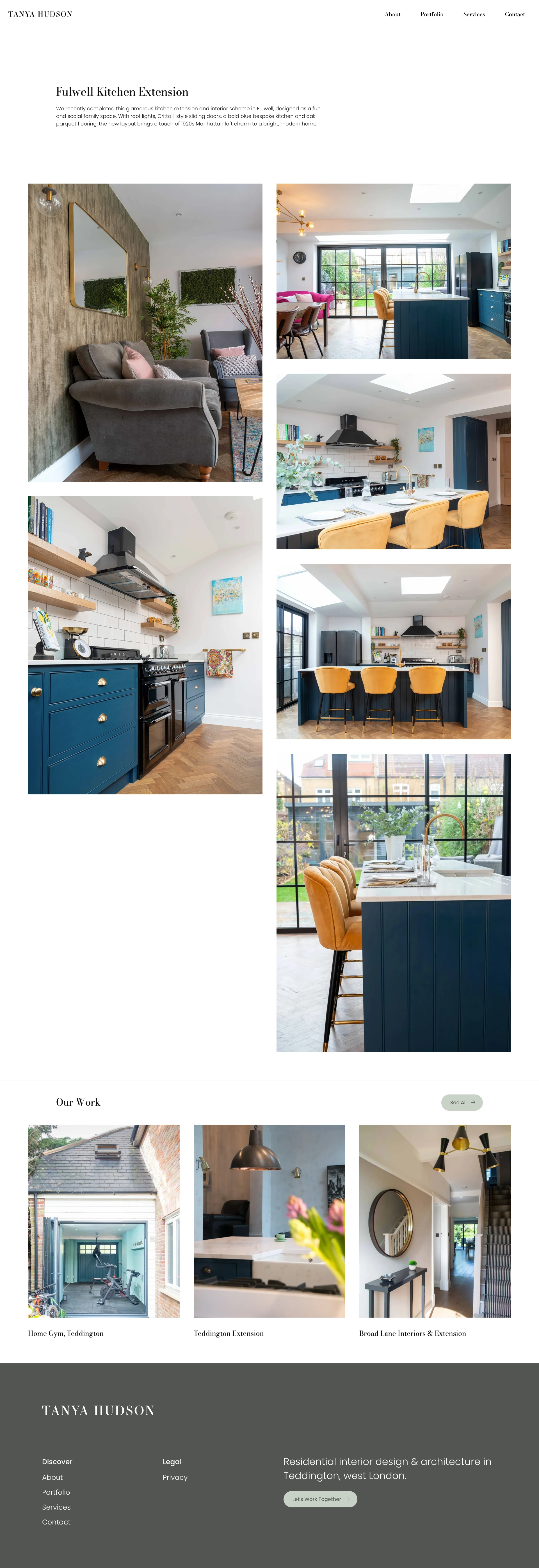 Portfolio Detail View Page Design For Tanya Hudson.