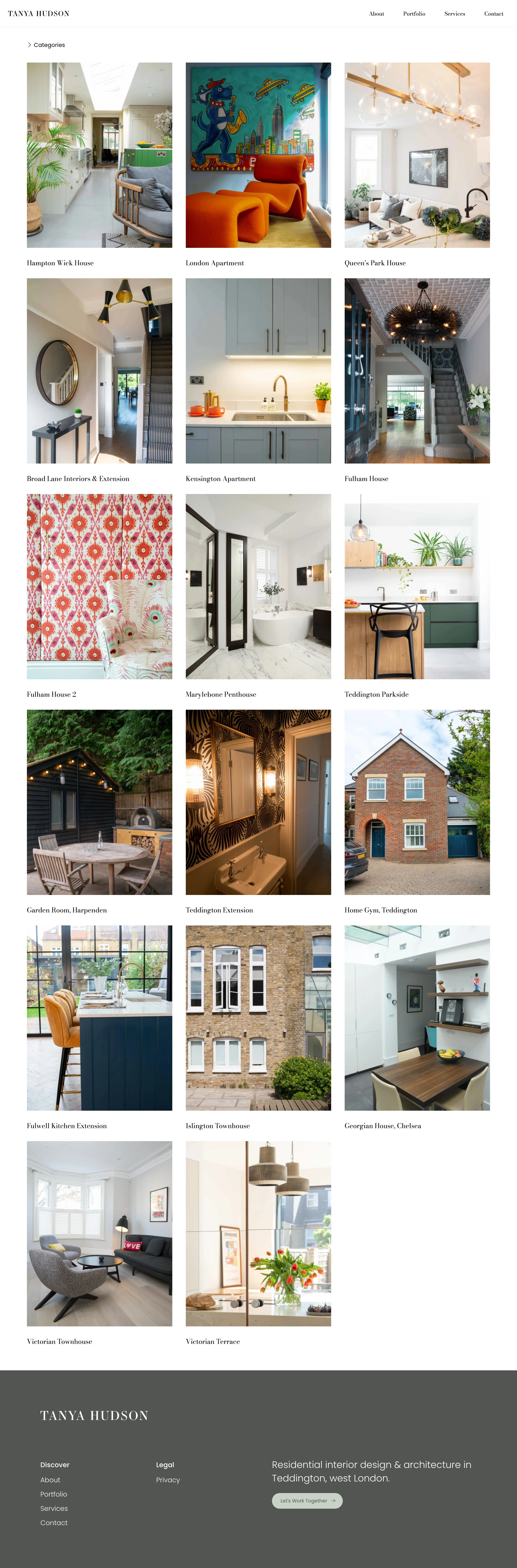 Portfolio List View Page Design For Tanya Hudson.